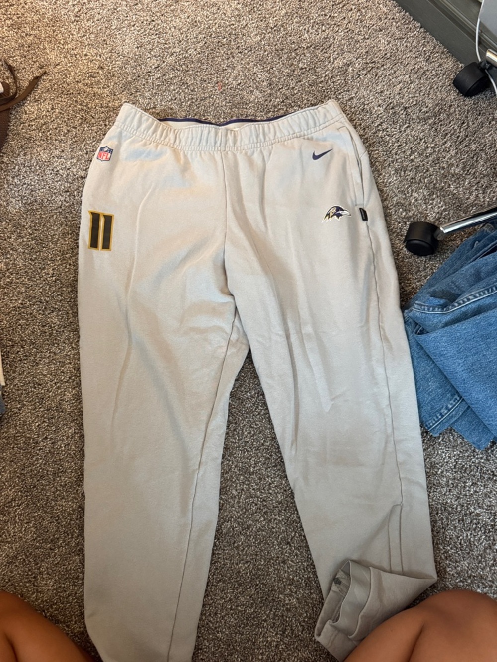 Nike Beige/Light Gray Baltimore Ravens Logo Sweatpants